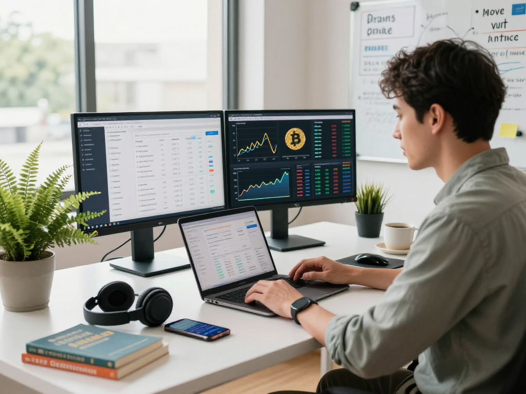 Individual analyzing XPAY33 australia income reports in a modern home office