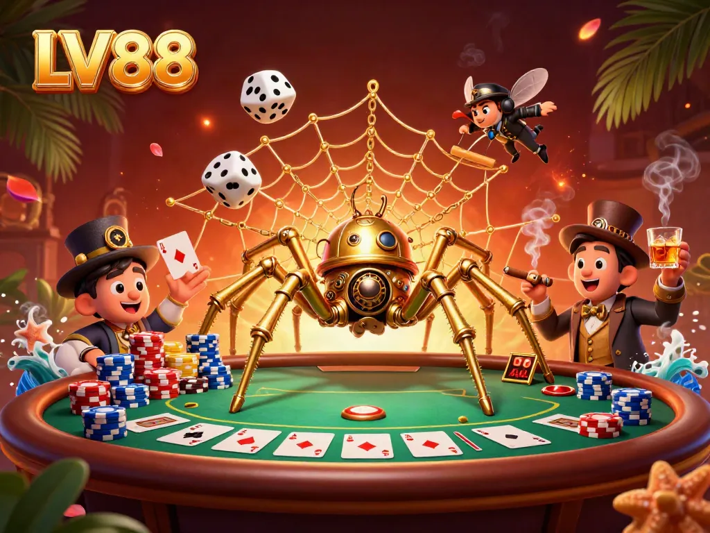 Experience the thrilling adventures at LV88 with steampunk elements and poker action.