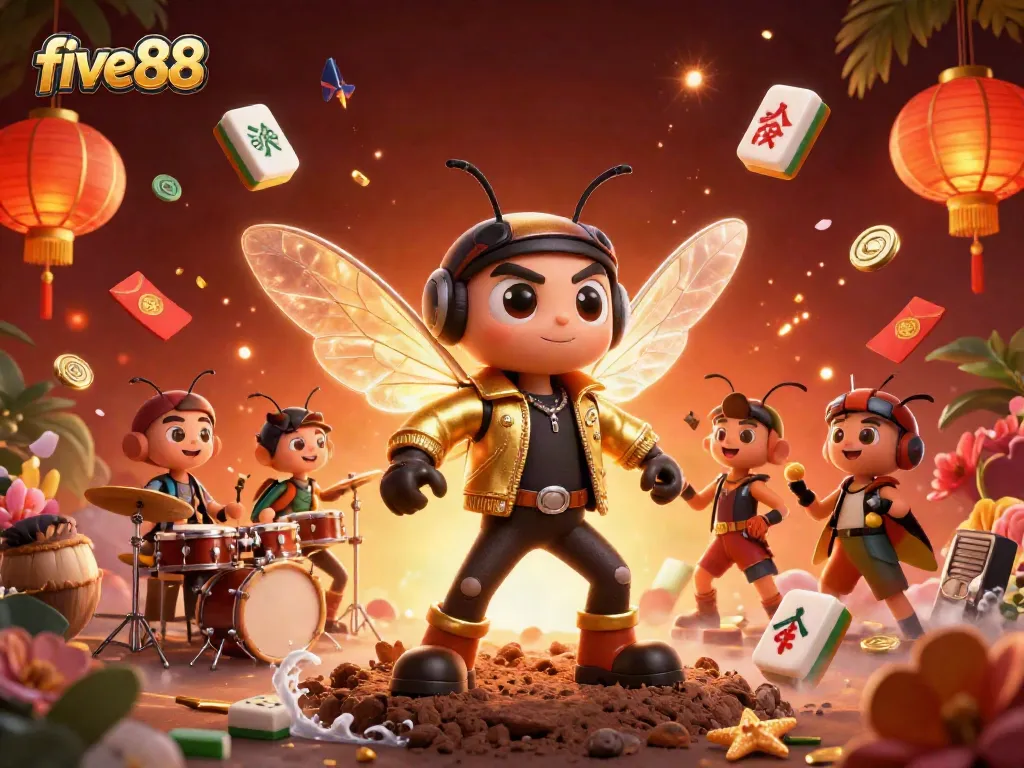 Experience exciting five88 gaming action with vibrant 3D characters and casino elements.