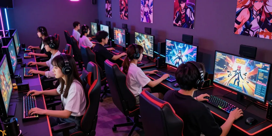 Diverse gamers immersed in thrilling hentai game experiences in a vibrant gaming lounge.