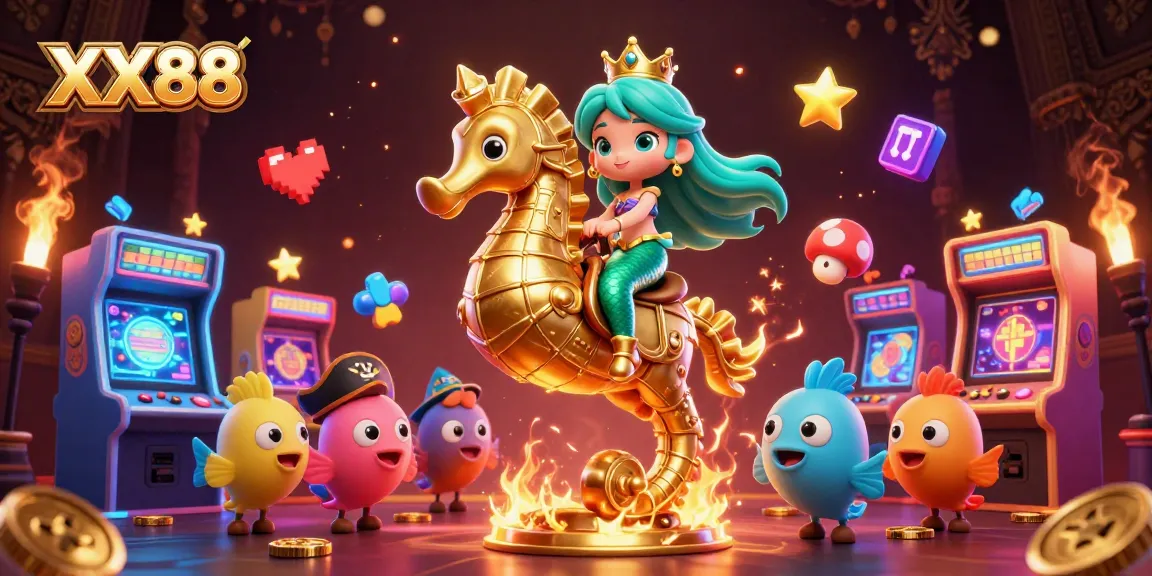 Win big with XX88's vibrant casino games featuring a mermaid princess and seahorse!